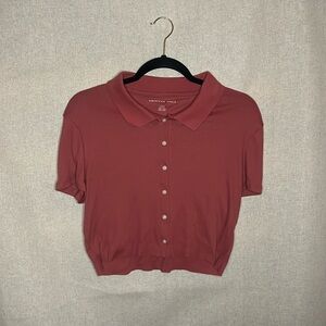 American Eagle Outfitters Women's Button-Up Crop Top